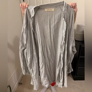 Free People Black and White Striped Button Down Shirt